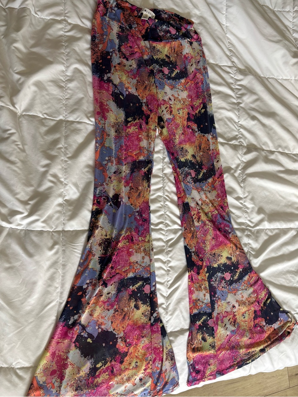 eye candy Multicolor Splash Print Flared Sweatpants - Pink, Blue, Black